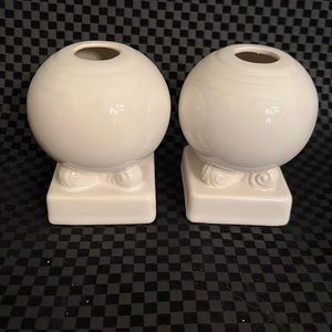 Vintage White Fiesta Ware Bulb Candle Holders